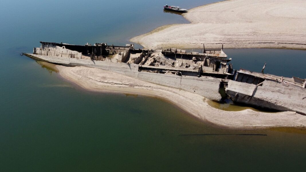 Sunken Nazi warships emerge from the Danube as water levels drop to record lows Sunken Nazi warships emerge from the Danube as water levels drop to record lows