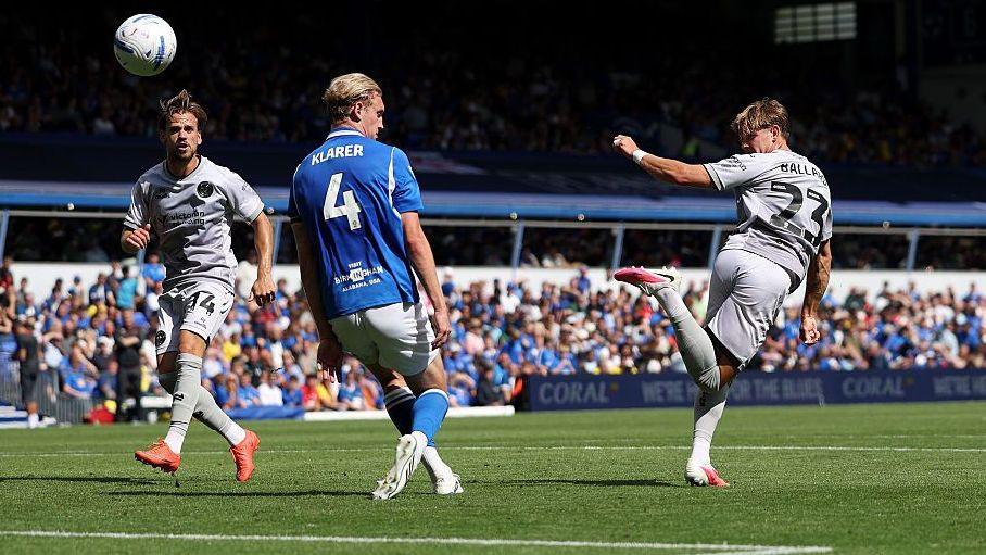Dom Ballard backheels the ball into the top corner for Bristol City at Birmingham