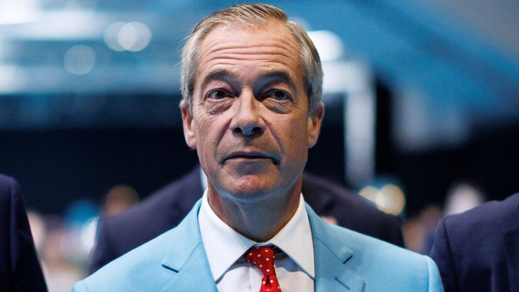 Reform UK leader Nigel Farage walks between stages on the third day of the Reform UK Annual Conference at the National Exhibition Centre (NEC) in Birmingham, Britain, 05 September 2026.