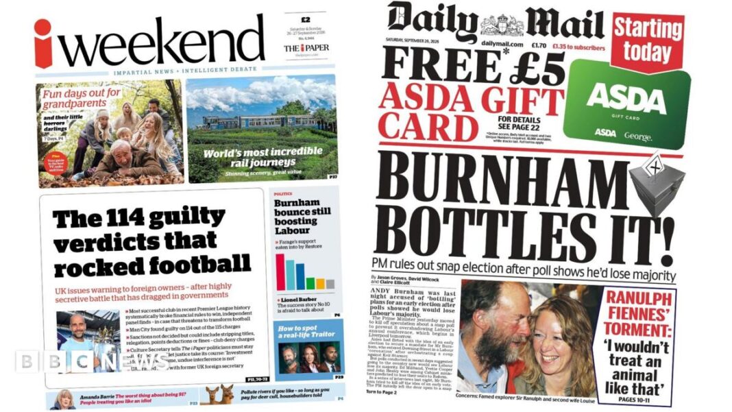 The Papers: ‘Verdicts that rocked football’ and ‘Burnham bottles it’ The Papers: ‘Verdicts that rocked football’ and ‘Burnham bottles it’