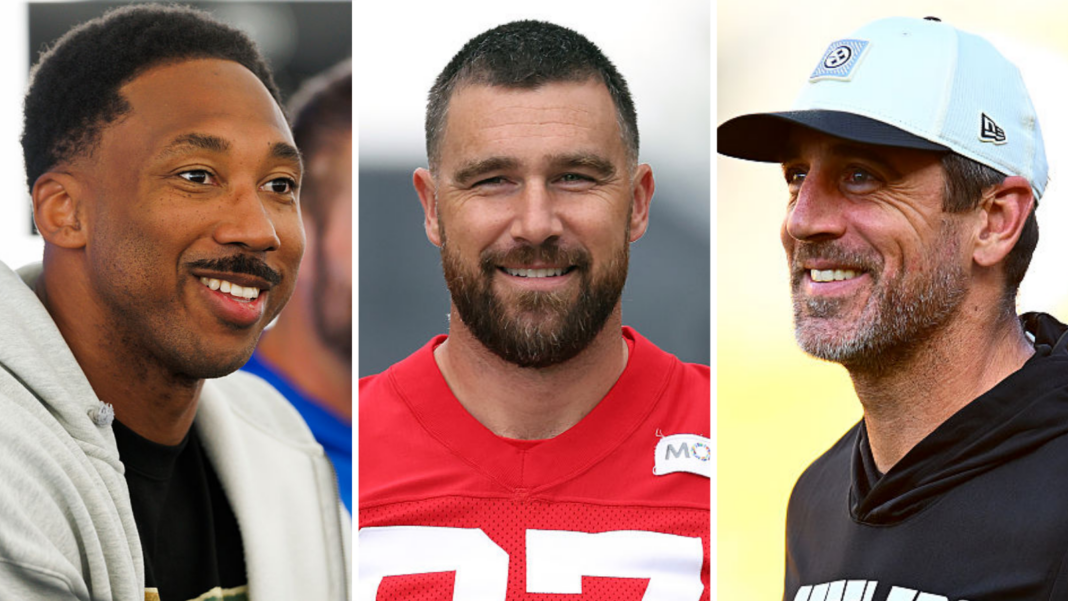Kelce’s last dance? Five things to look out for in new NFL season Myles Garrett, Travis Kelce and Aaron Rodgers pictured smiling during the summer of 2026