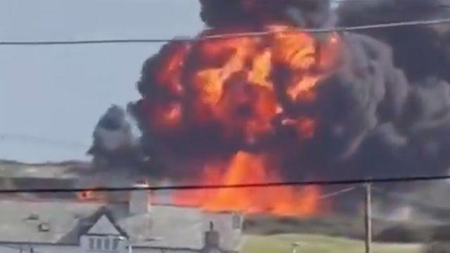 RAF plane exploding