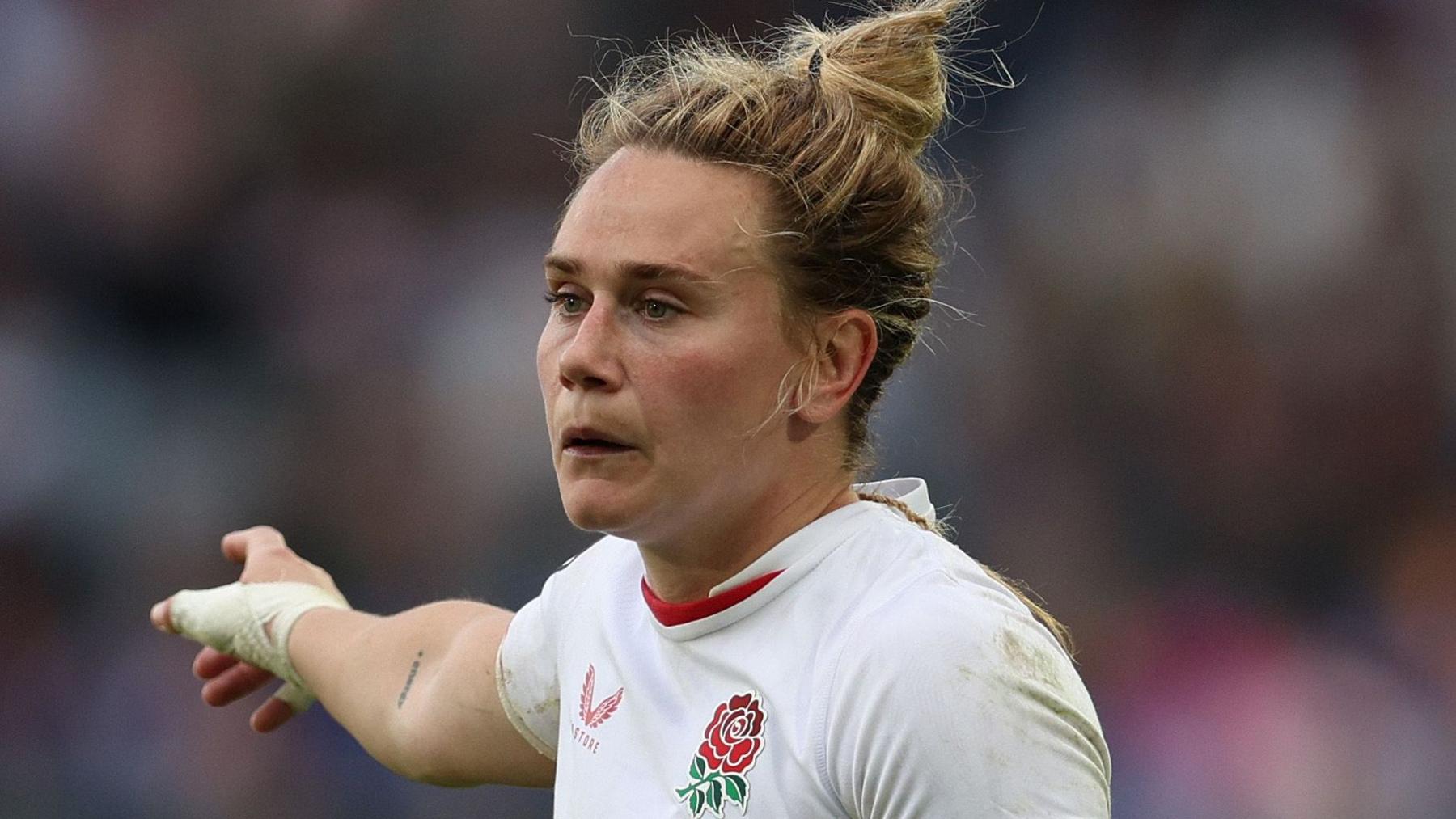 Meg Jones playing for England
