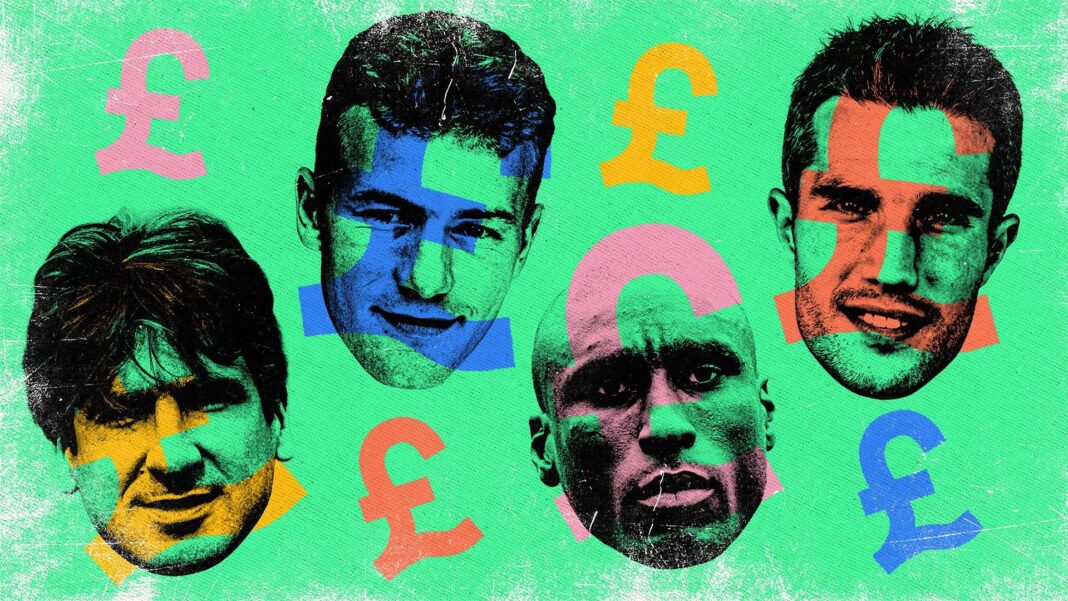Ranking the most game-changing transfers in Premier League history Stylised graphic showing Eric Cantona, Alan Shearer, Sol Campbell and Robin van Persie graphic