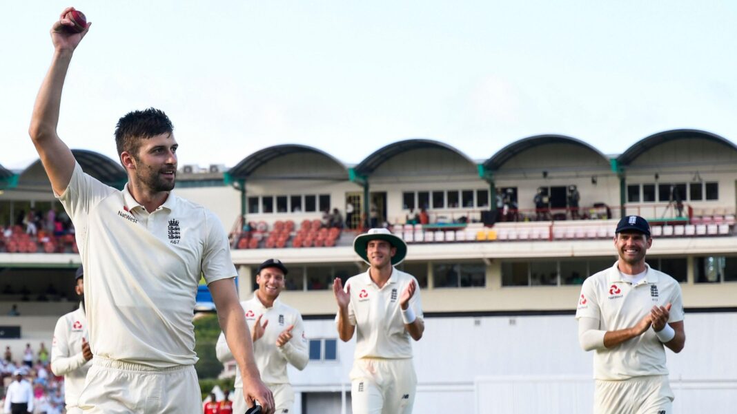 ‘The lads wanted me to stick one up him’ – Wood relives fastest spells Mark Wood raises ball to crowd after taking five wickets in Saint Lucia