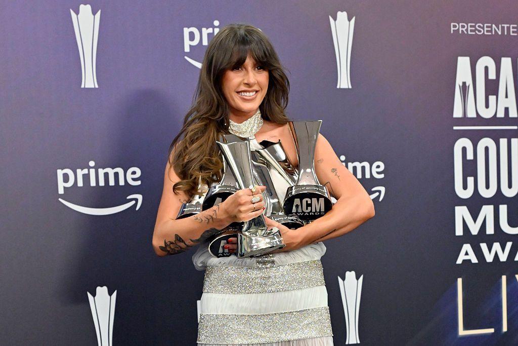 Ella Langley holds her trophies at the Academy of Country Music Awards