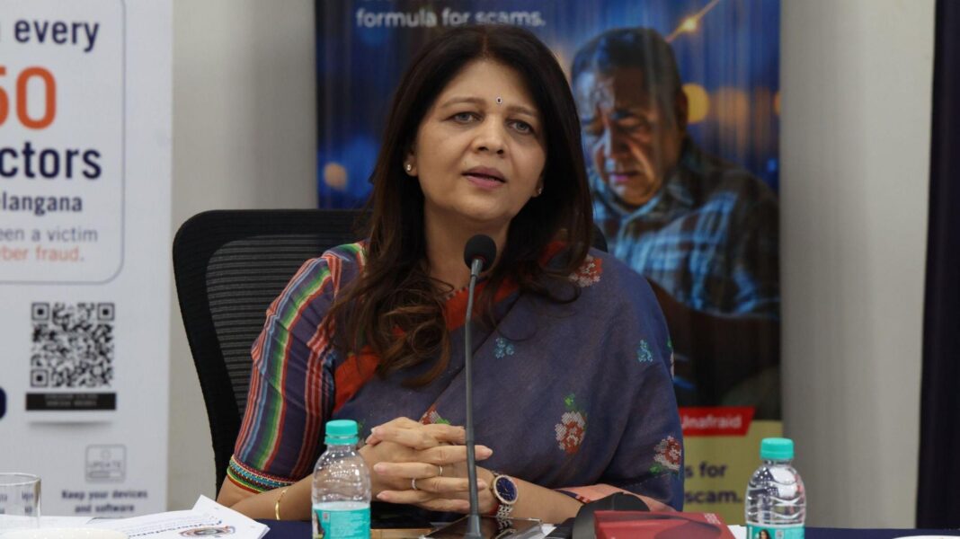 Meta continues to run ads promoting child sexual abuse material in India – report Shikha Goel, a cyber police officer from India's Telangana state, speaks into a mic while sitting at a desk