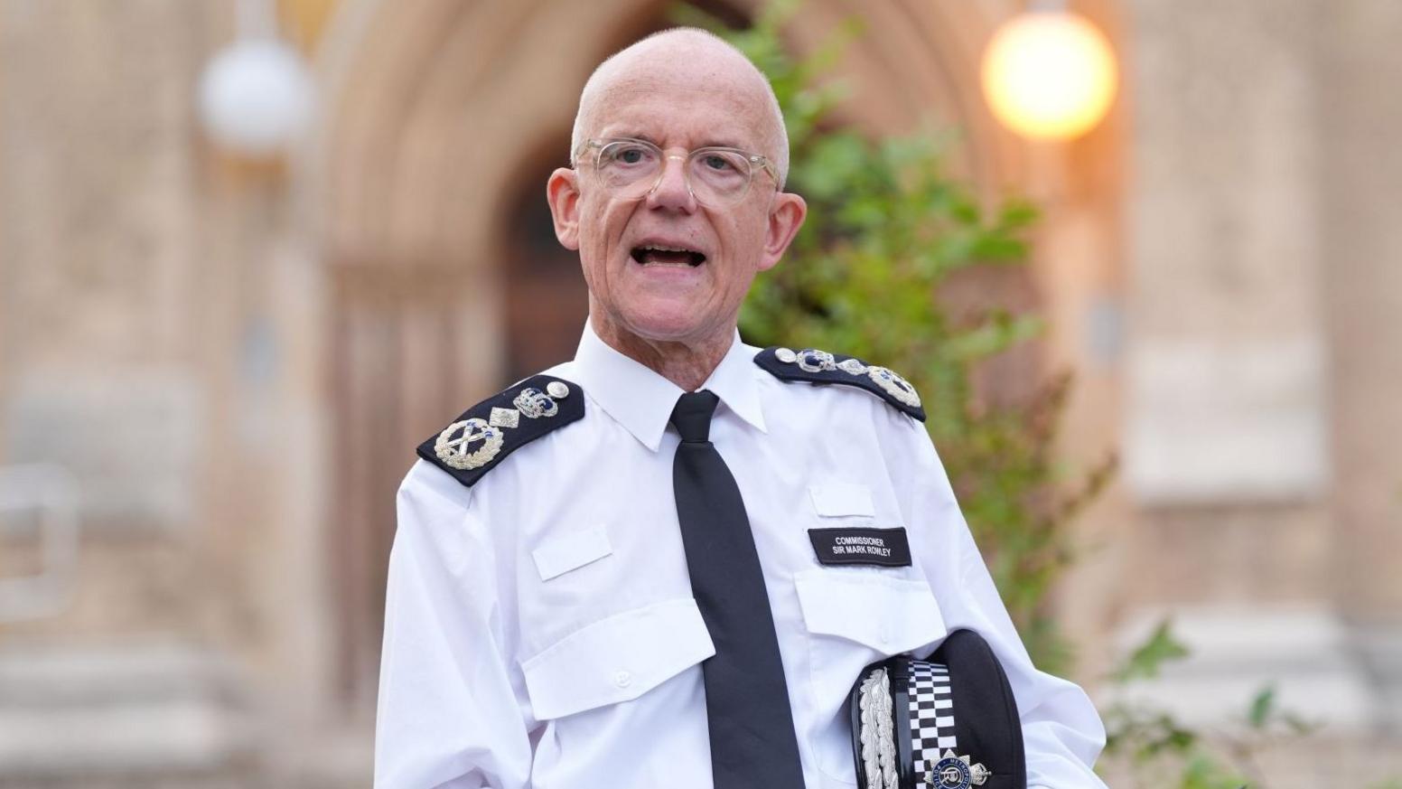 Metropolitan Police Commissioner Sir Mark Rowley making a statement outside Wood Green Crown Court, London