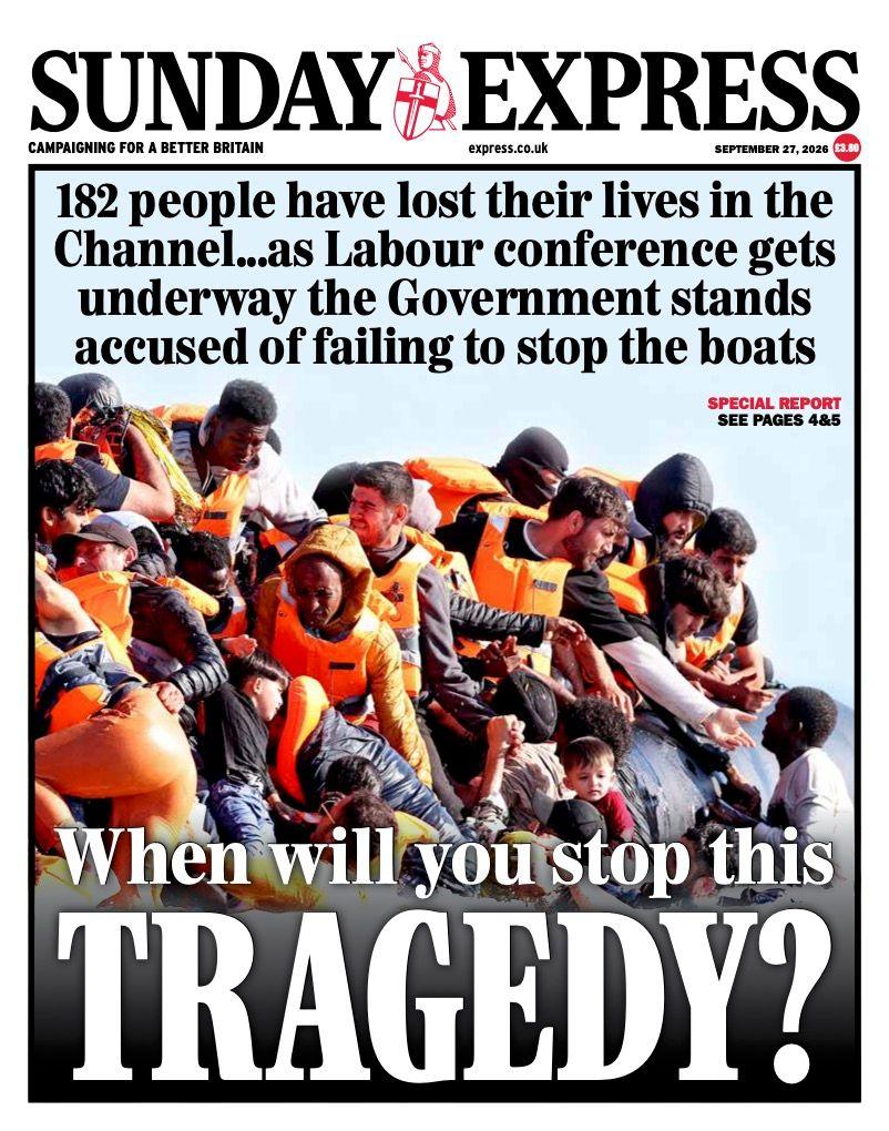 The headline on the front page of the Sunday Express reads: 'When will you stop this tragedy?'