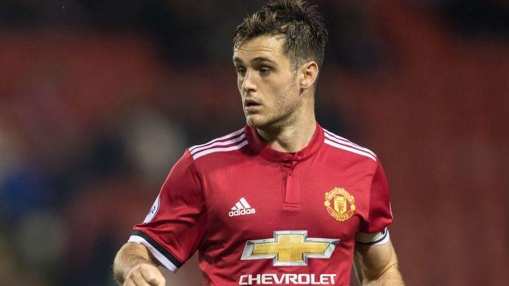 Joe Riley playing for Manchester United