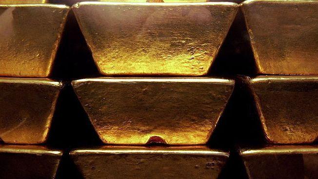 Gold bars stacked up