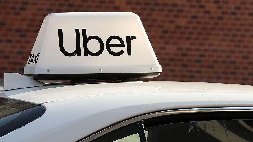 An Uber car is seen on a street in Krakow, Poland, on August 5, 2026.