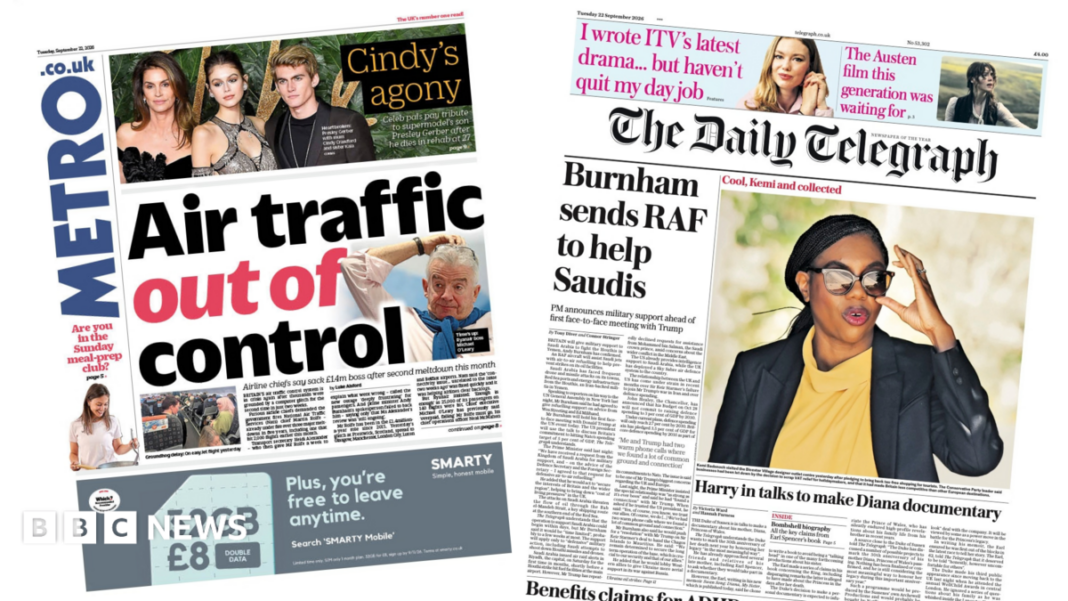 The Papers: ‘Air traffic out of control’ and ‘RAF to help Saudis’ The Papers: ‘Air traffic out of control’ and ‘RAF to help Saudis’