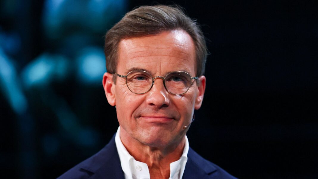 Swedish PM Kristersson resigns after election loss Ulf Kristersson, who has short brown hair and round glasses, poses for the cameras in a TV studio before a debate ahead of the election