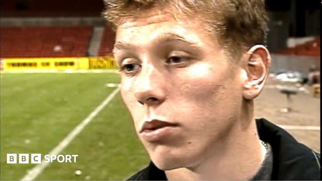 Bellamy scores 1998 winner for Wales against Denmark image