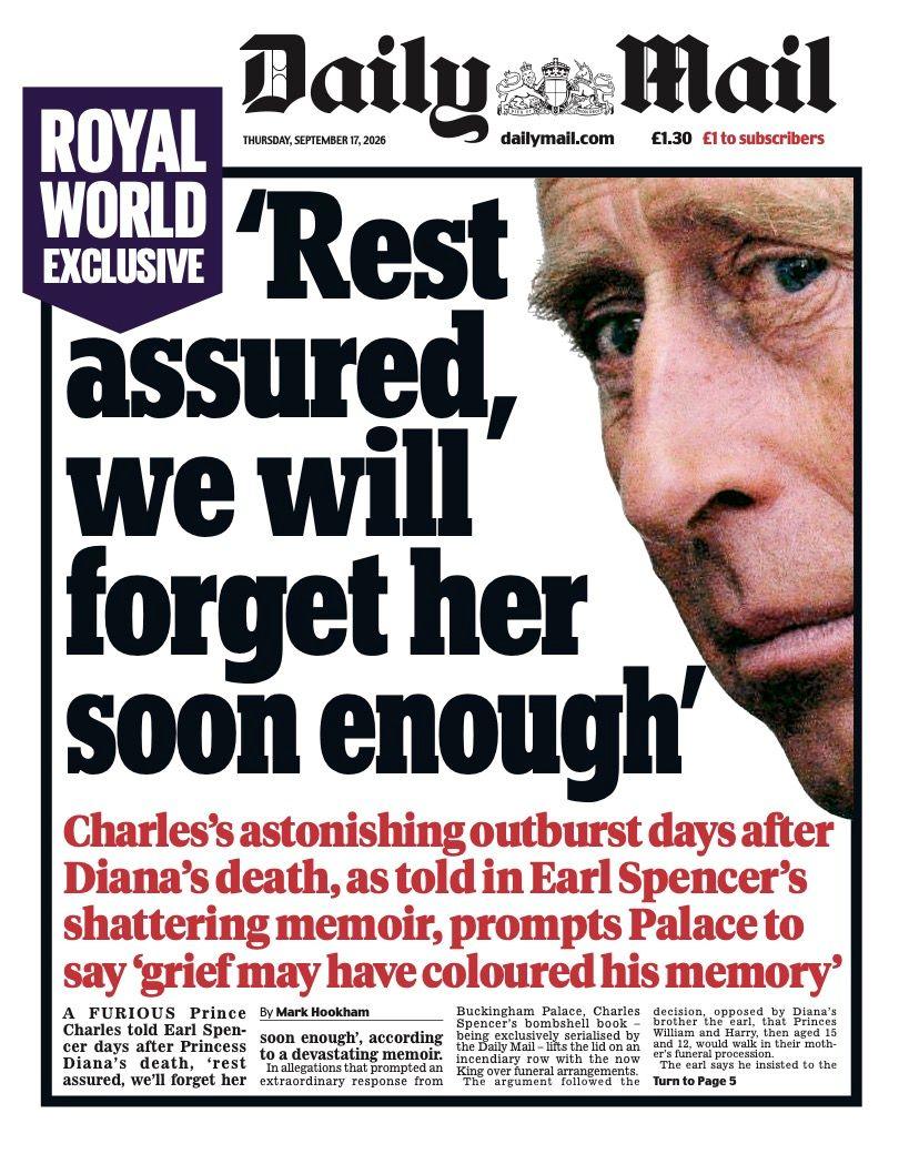 The headline on the front page of the Daily Mail reads: '"Rest assured, we will forget her soon enough".'