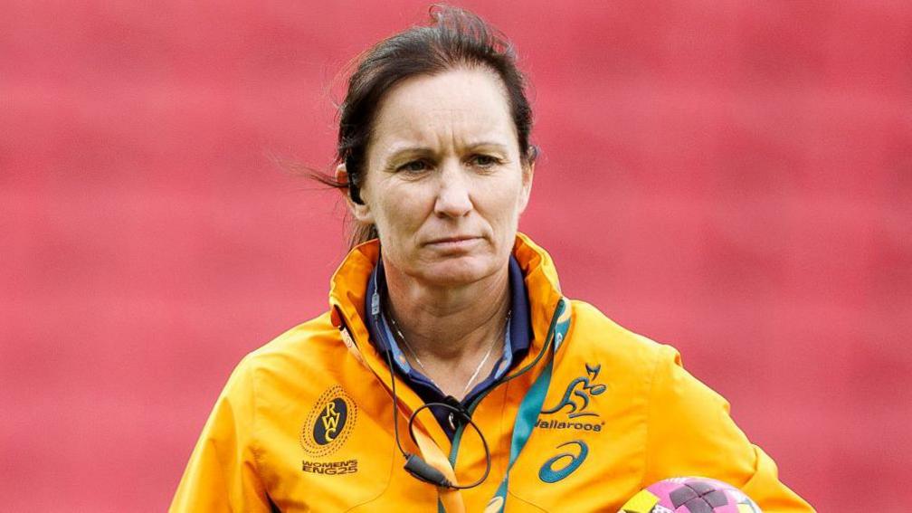 Jo Yapp watches on while coaching Australia in a training session ahead of the 2025 Women's World Cup