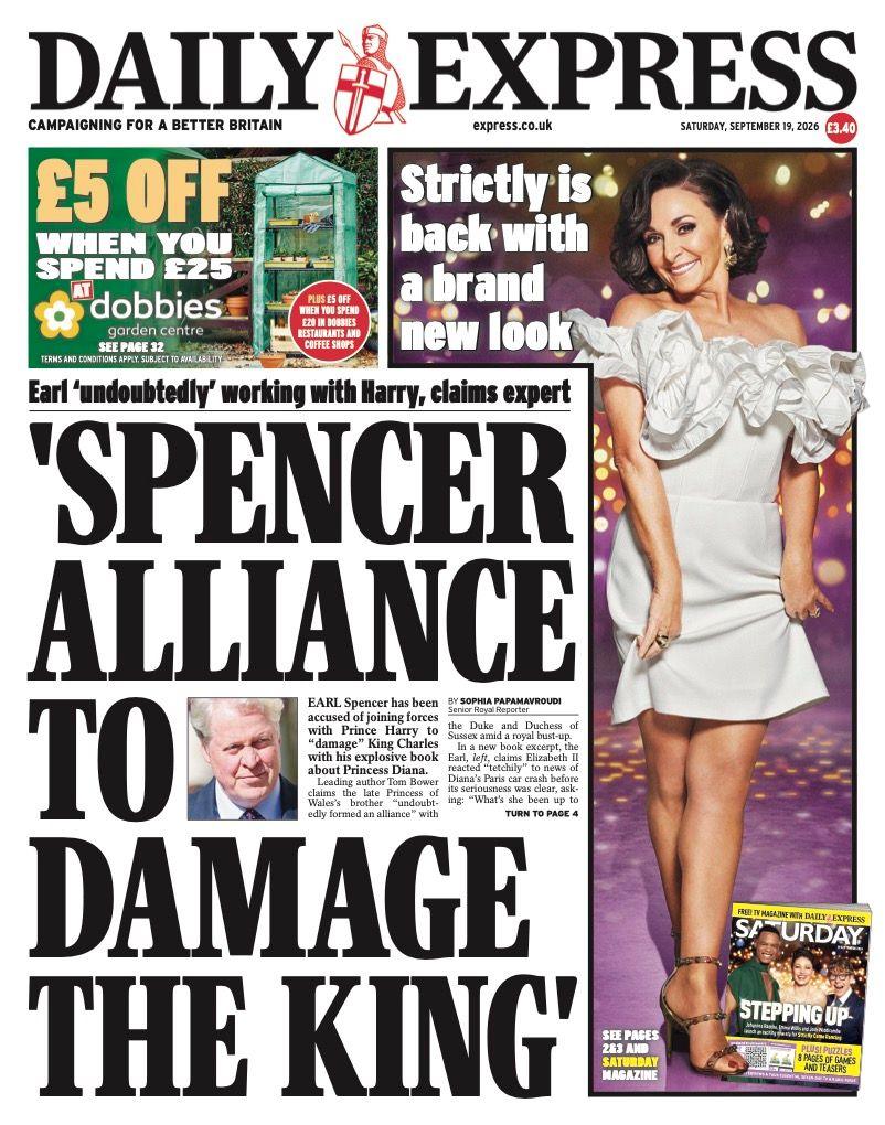 "Spencer alliance to damage the King" reads the headline on the front page of the Daily Express.