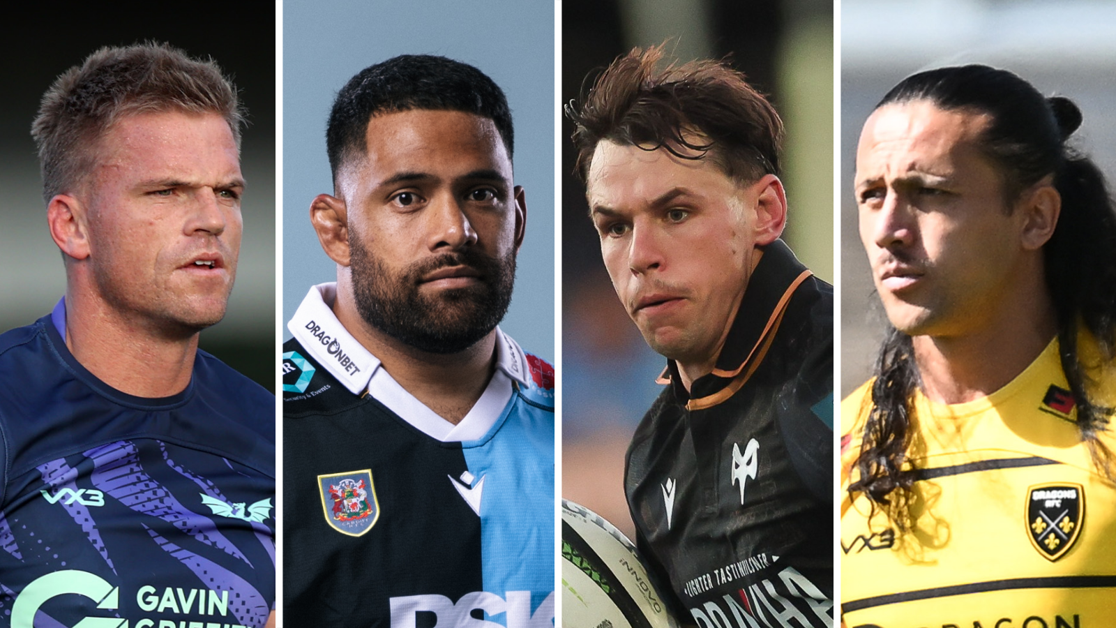 Scarlets' Gareth Anscombe, Cardiff's Scott Sio, Ospreys' Tom Rogers and Dragons' Ereatara Enari