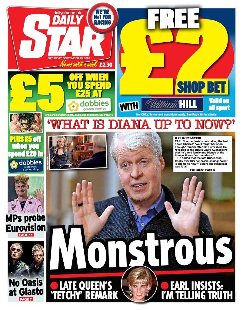 "Monstrous" reads the headline on the front page of the Daily Star.