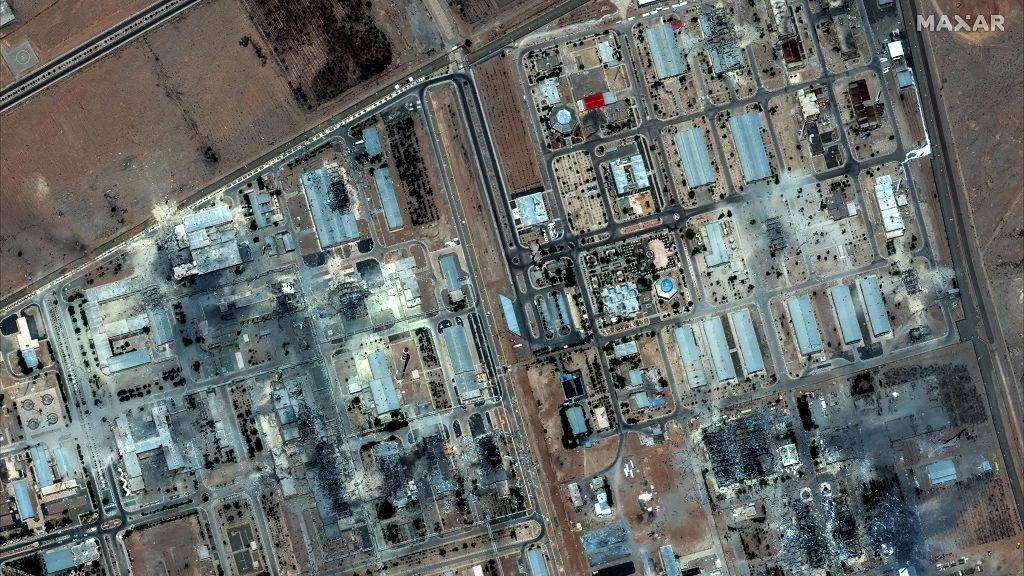 Maxar satellite imagery shows extensive building damage across the Isfahan nuclear technology center in June 2025