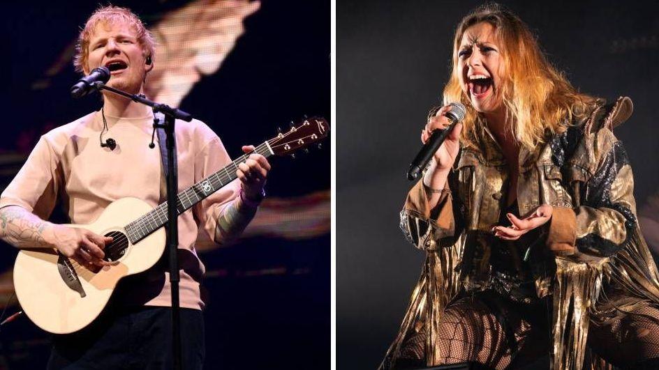 Composite image of Ed Sheeran and Charlotte Church performing