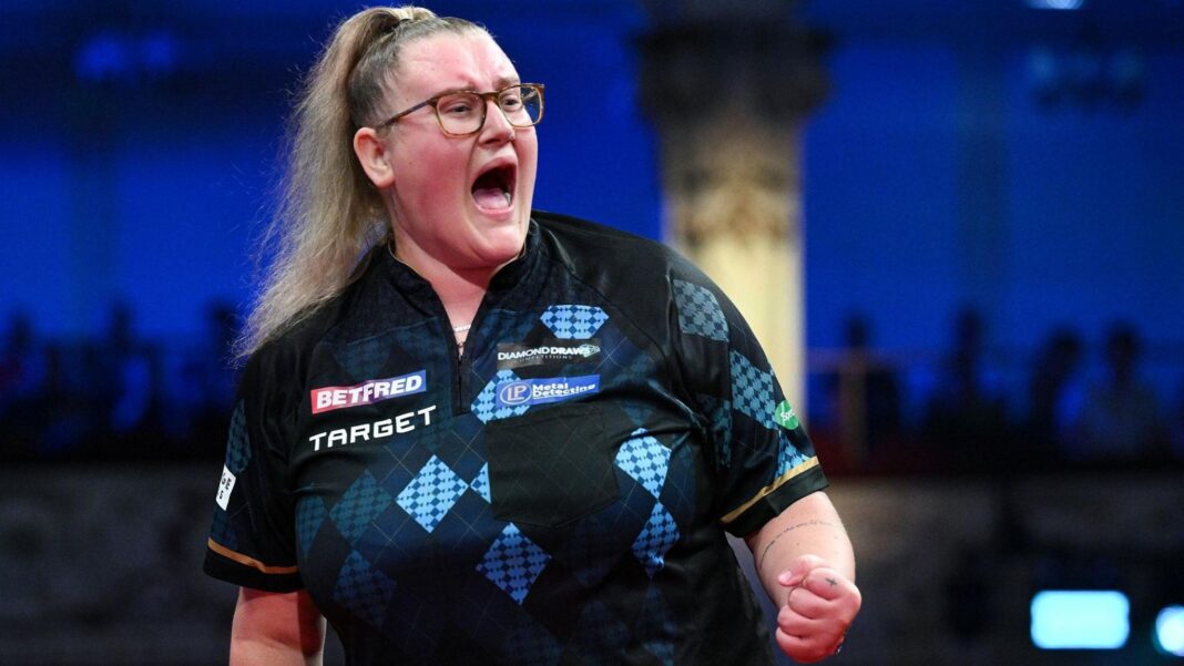 Greaves becomes first woman to win match on European Tour Beau Greaves celebrating