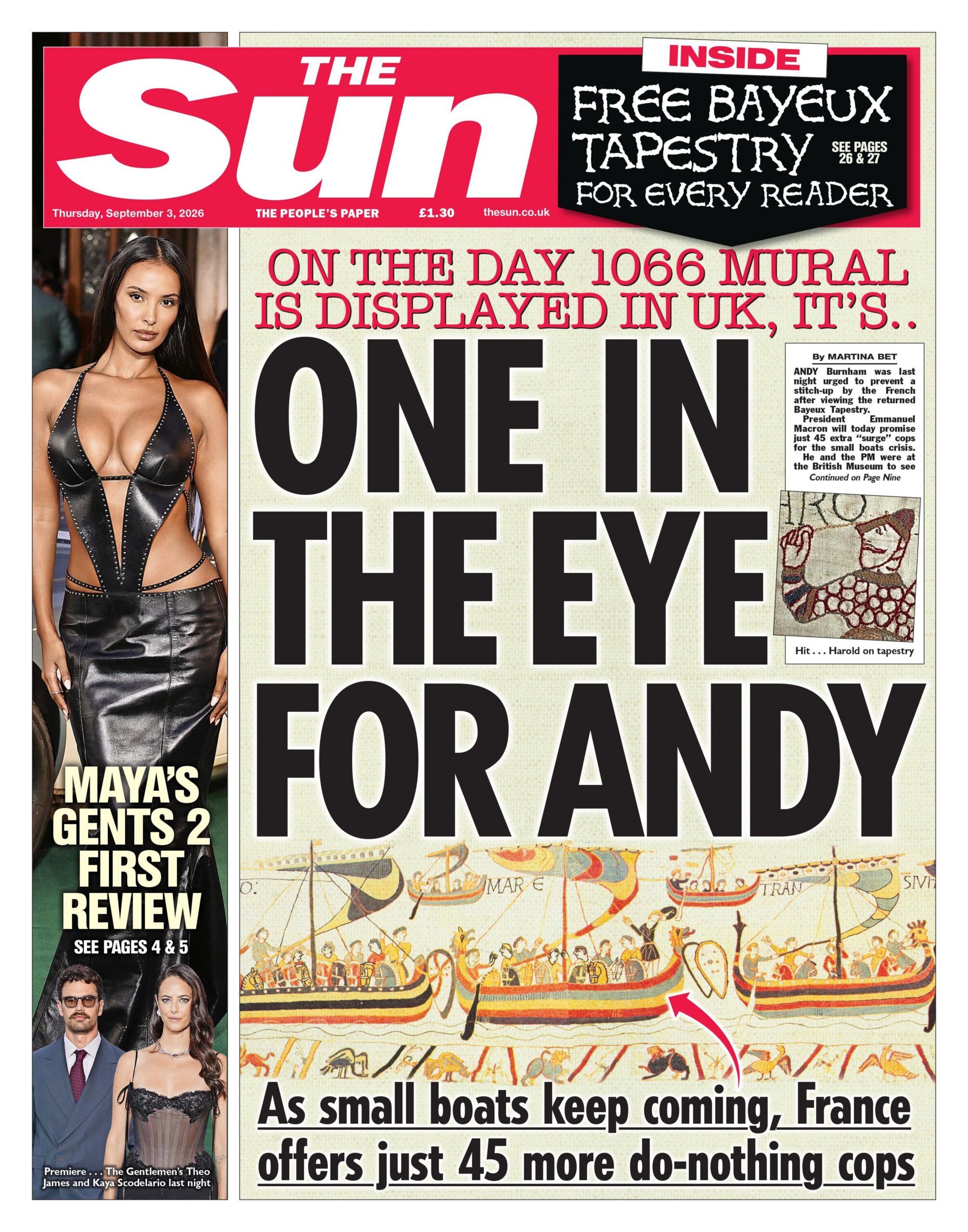 The headline on the front page of the Sun reads: “One in the eye for Andy”.