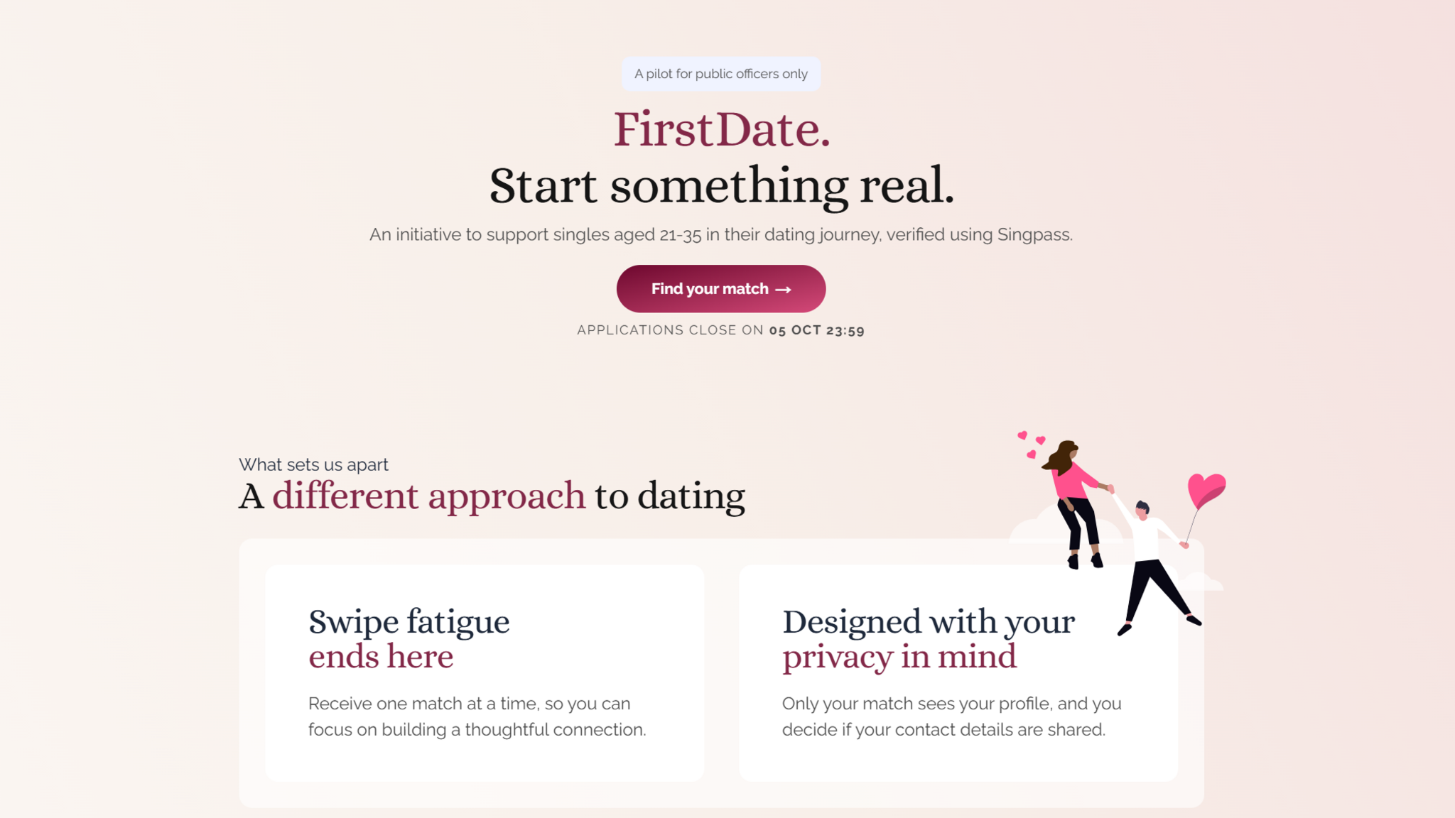 A screenshot from FirstDate's website