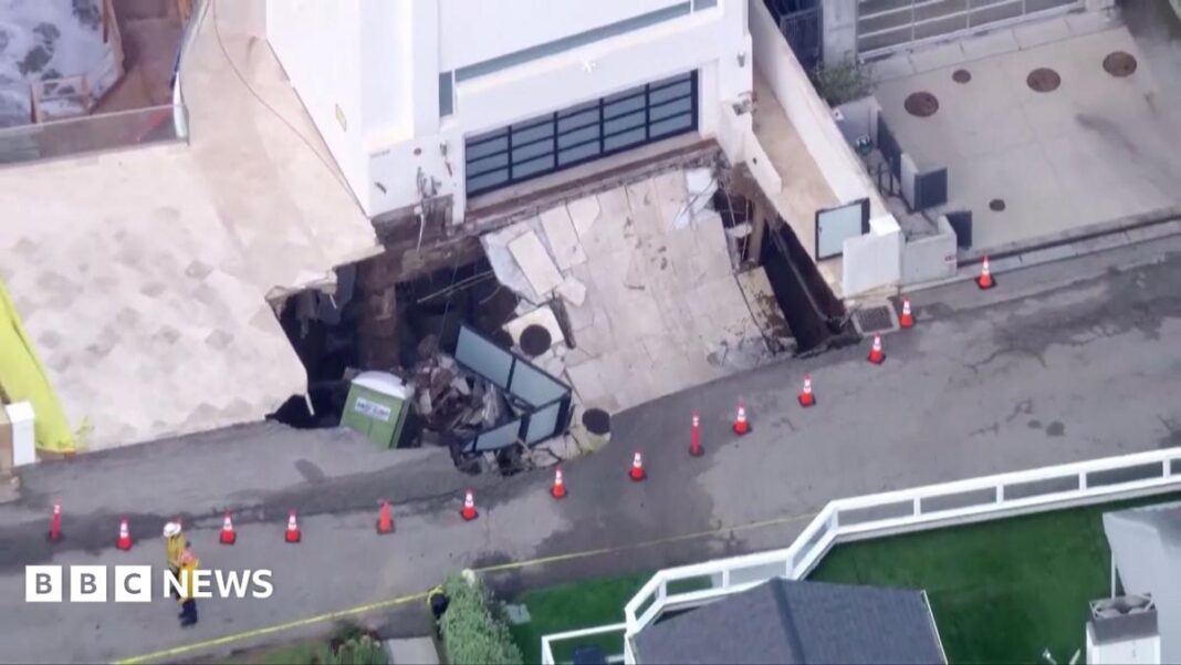 Watch: Sinkhole at Nicolas Cage’s Malibu house swallows driveway image