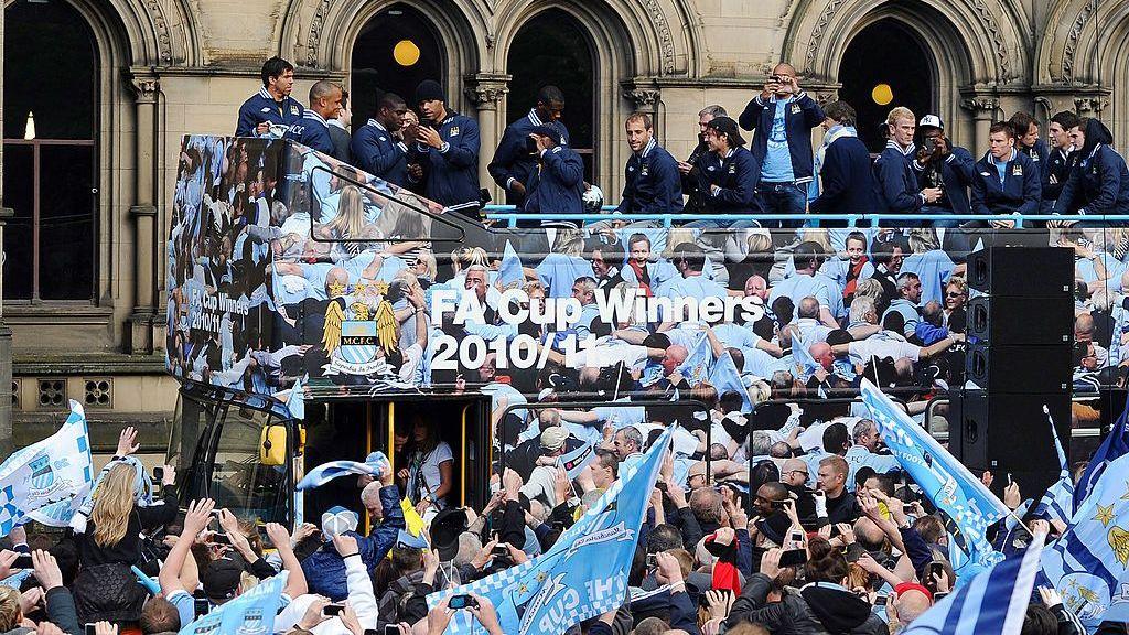 Manchester City paraded the FA Cup around Manchester after beating Stoke in the 2011 Cup final - it was their first major trophy since the 1976 League Cup