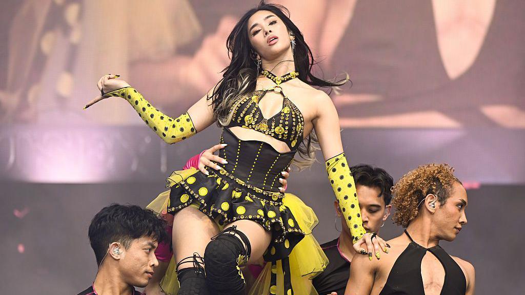 Sophia Laforteza of KATSEYE performs onstage at the 2026 Governors Ball Music Festival held at Flushing Meadows Corona Park on 5 June 2026 in New York.