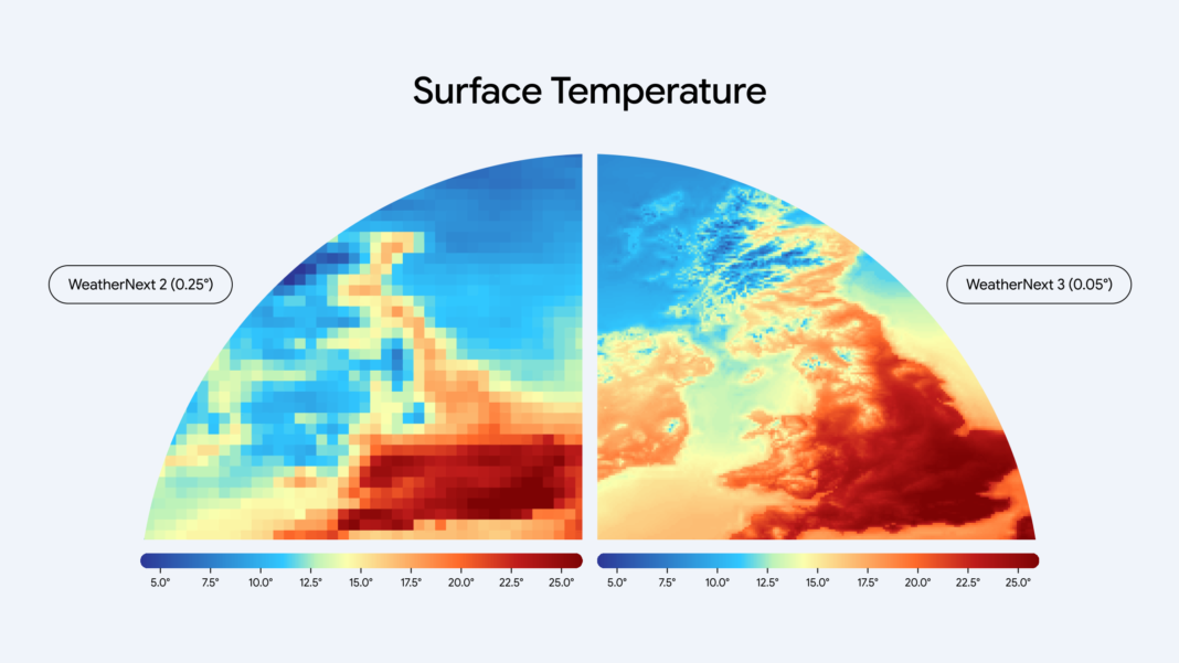 Google’s latest AI weather model gives you no excuse to forget your umbrella 3 figure surface temperature still image 1