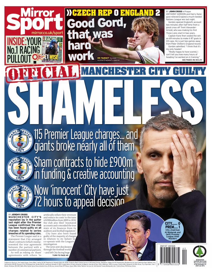 Mirror Sport back page