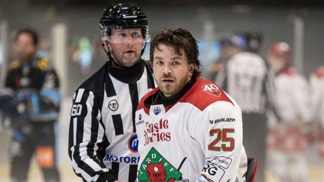 Manchester Storm call off game after ‘technical issue with ice’ Riley Brandt is ushered from the ice by an official