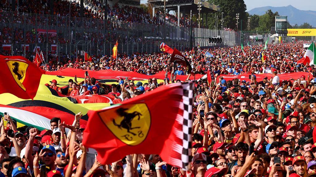 Fans flooding the track at Monza after the race