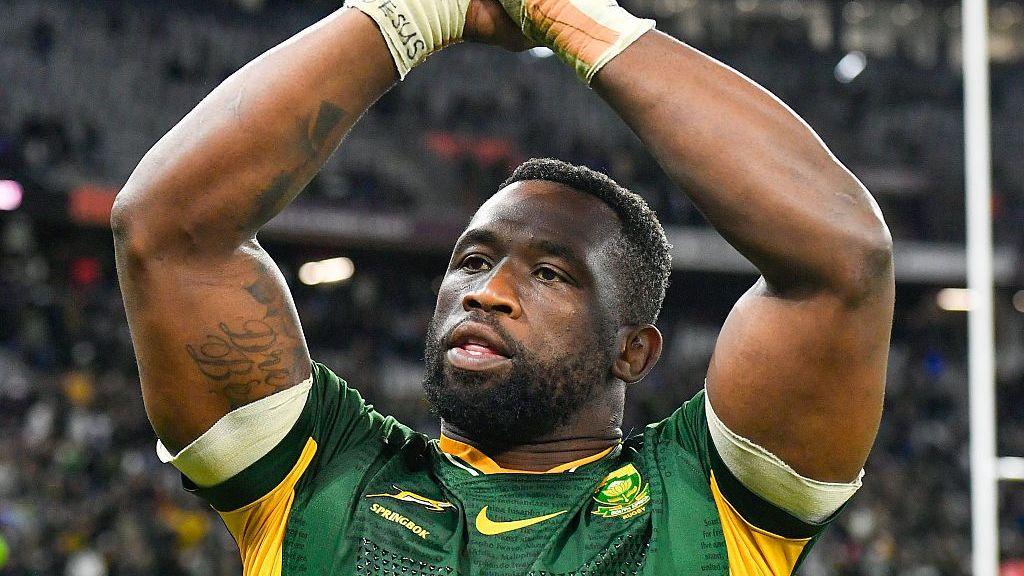 South Africa captain Siya Kolisi applauds fans in Baltimore after the Springboks' win over New Zealand