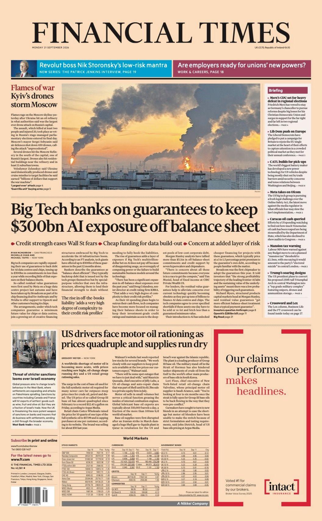 "Big Tech banks on guarantees to keep $300bn AI exposure off balance sheet" reads the headline on the front page of the Financial Times.