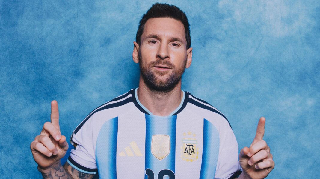 Argentine league to pause games to honour Messi Lionel Messi poses in a photoshoot, with the index fingers of both hands pointing upwards