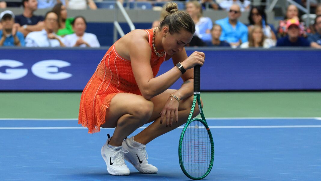 ‘Tough to control emotions’ as Sabalenka suffers another near miss Aryna Sabalenka crouches over her racquet at the US Open