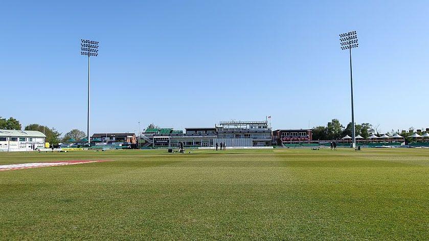A general view across the pitch at Grace Road on a sunny day