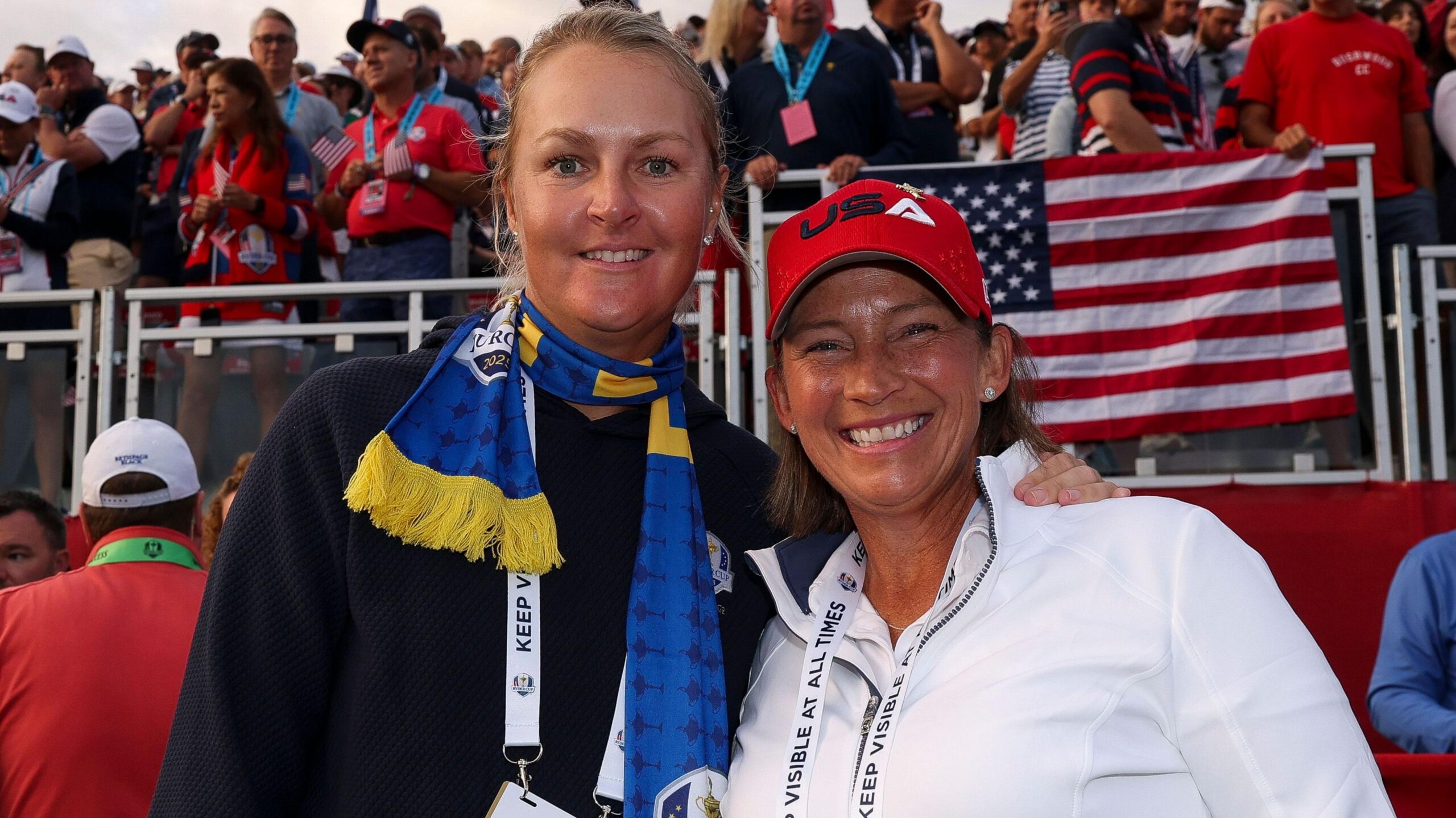 A head and shoulders photo of Anna Nordqvist and Angela Stanford at the Solheim Cup