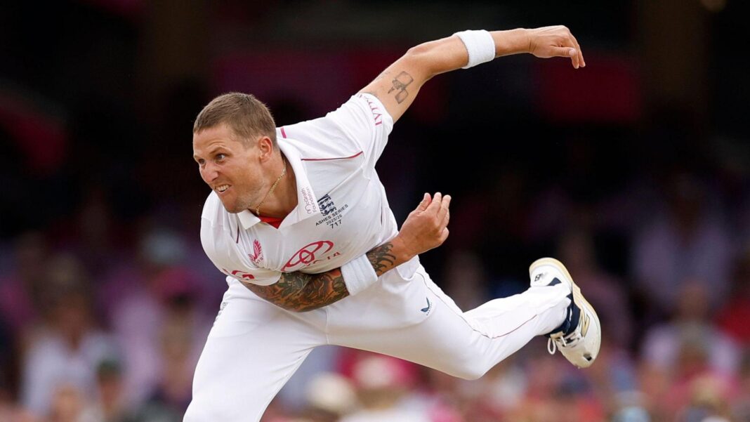 Brydon Carse bowling for England