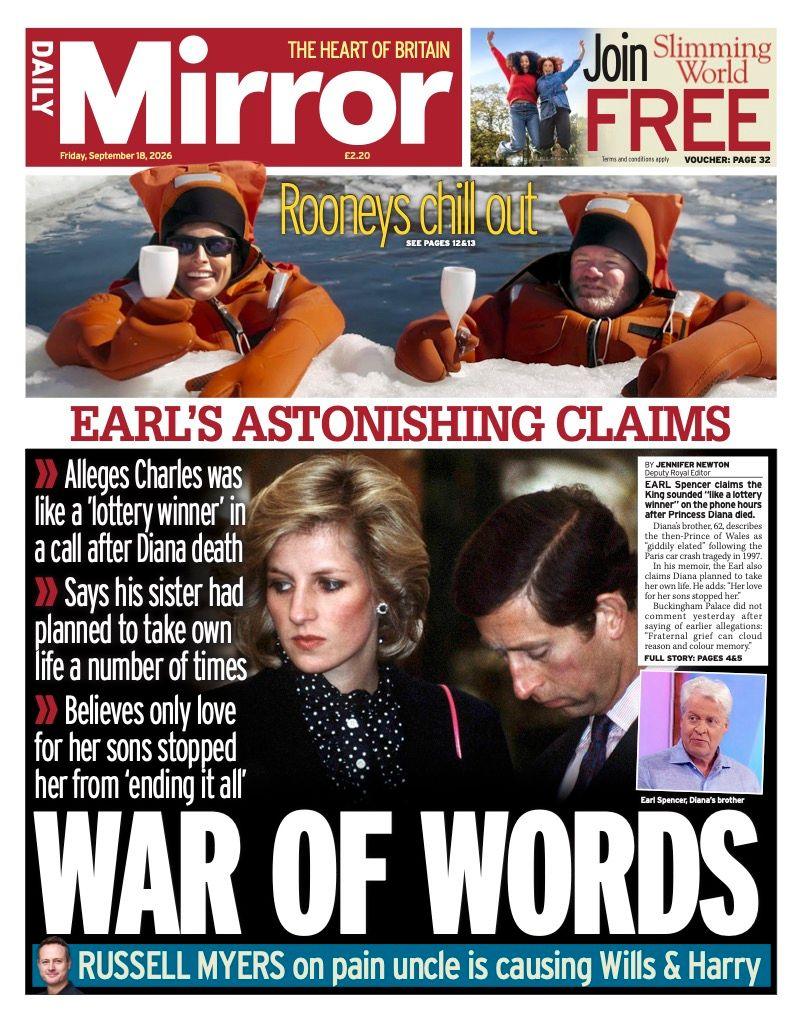 The headline on the front page of the Daily Mirror reads: 'War of words.'