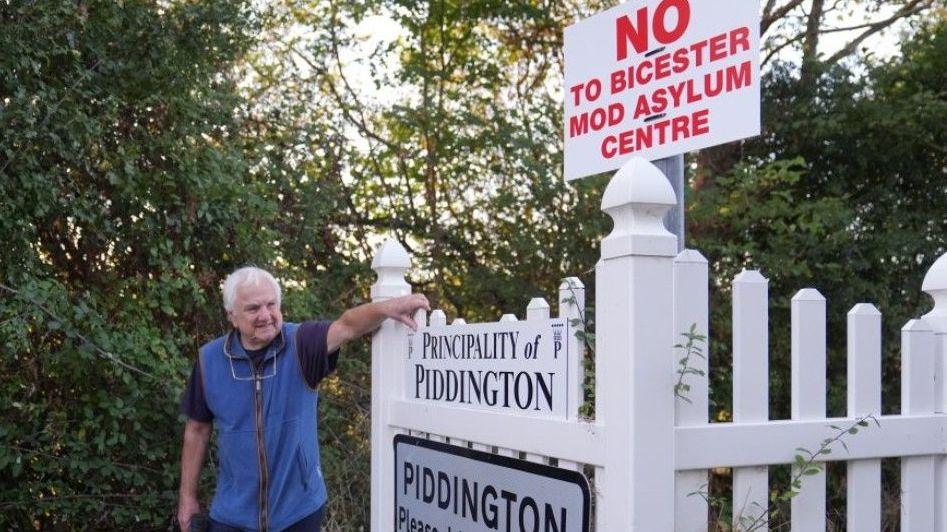 A “Principality of Piddington” sign is placed on the village boundary in Piddington, Oxfordshire, after local residents voted overwhelmingly to become an independent state in a symbolic “referendum”