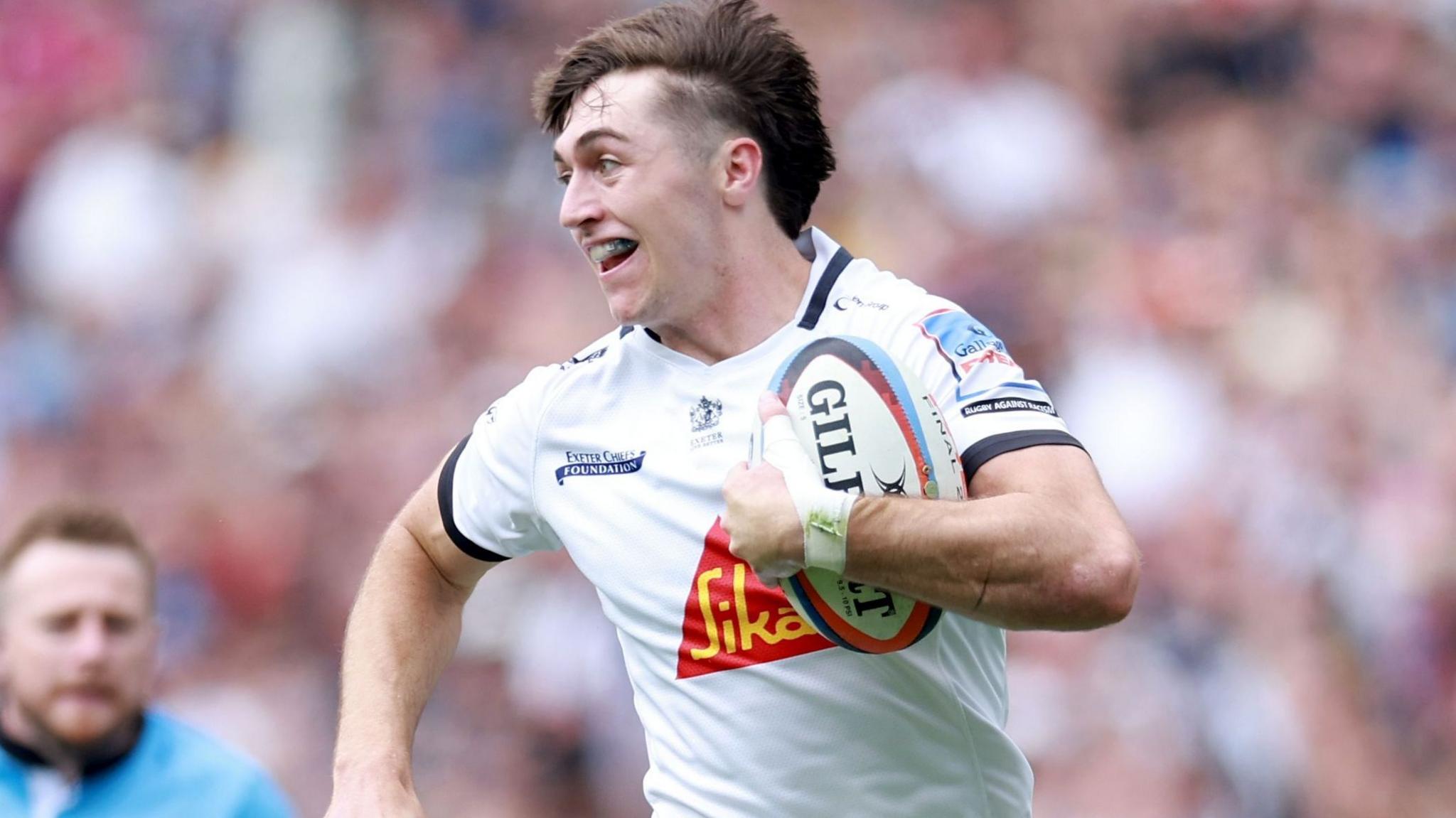 Campbell Ridl scores Exeter's opening try in their Prem Rugby final loss to Northampton at Twickenham in June