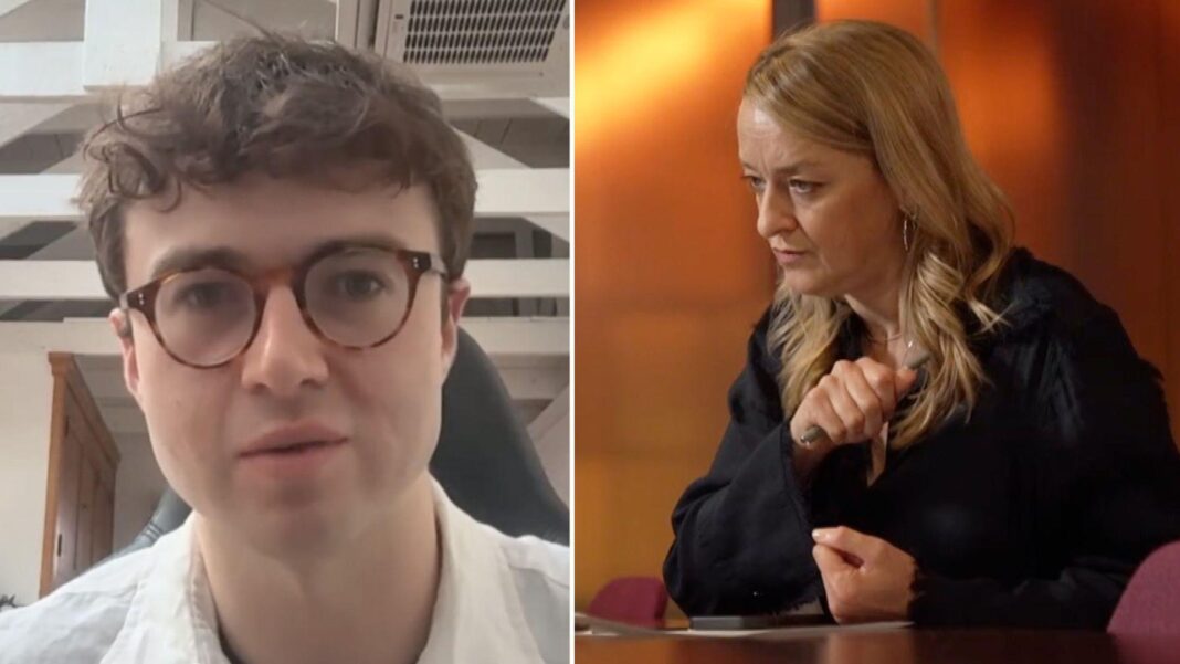AI staff ‘genuinely frightened’ for humanity’s future, ex-Anthropic researcher tells BBC Jacob Coxon, shown on the left, wearing dark frame glasses and a white collored shirt. On the right is BBC's Laura Kuenssberg in a black shirt sitting with her arms on a desk as she looks to the left of frame.