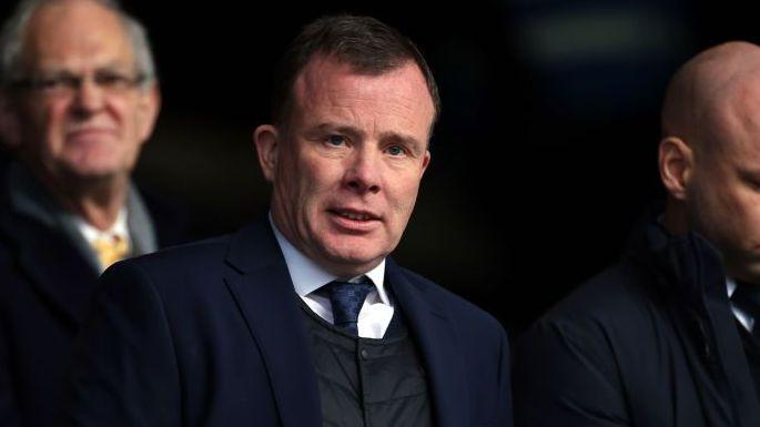 Everton chief executive Angus Kinnear looks worried during a game