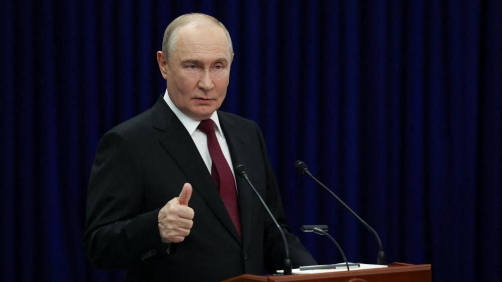 Russian President Vladimir Putin speaks during a press conference following the Shanghai Cooperation Organisation summit in Bishkek, Kyrgyzstan. Photo: 2 September 2026
