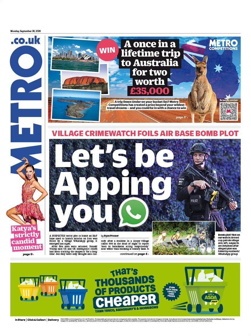 The headline on the front page of the Metro reads: “Let's be Apping you”.